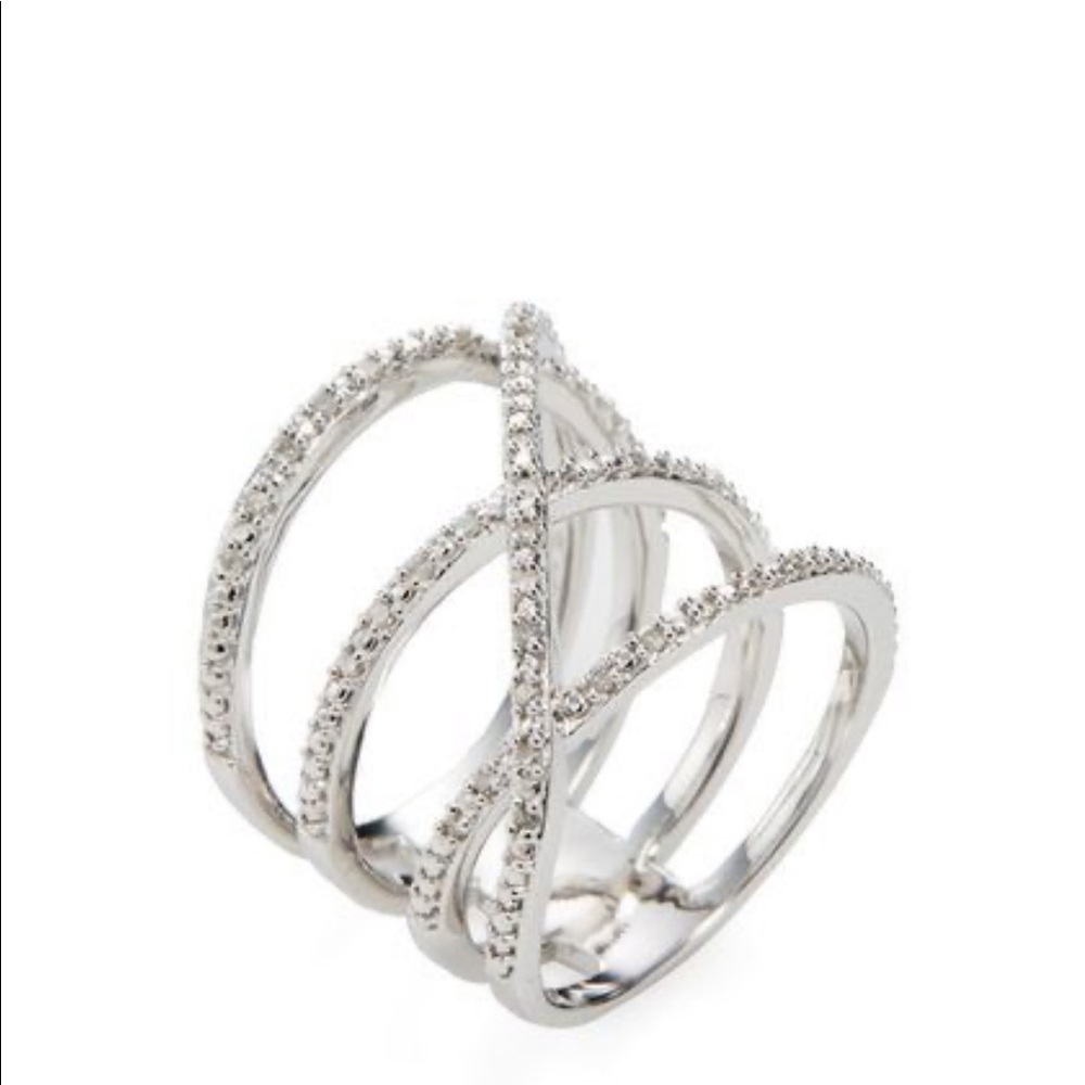 Rina Limor Diamond Crossover Ring - Size 8